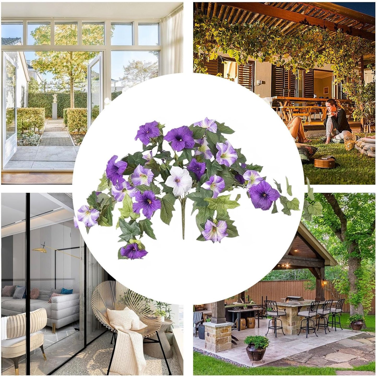 Artificial Fake Petunia Flowersfor Outdoor Decoration (2Pcs)