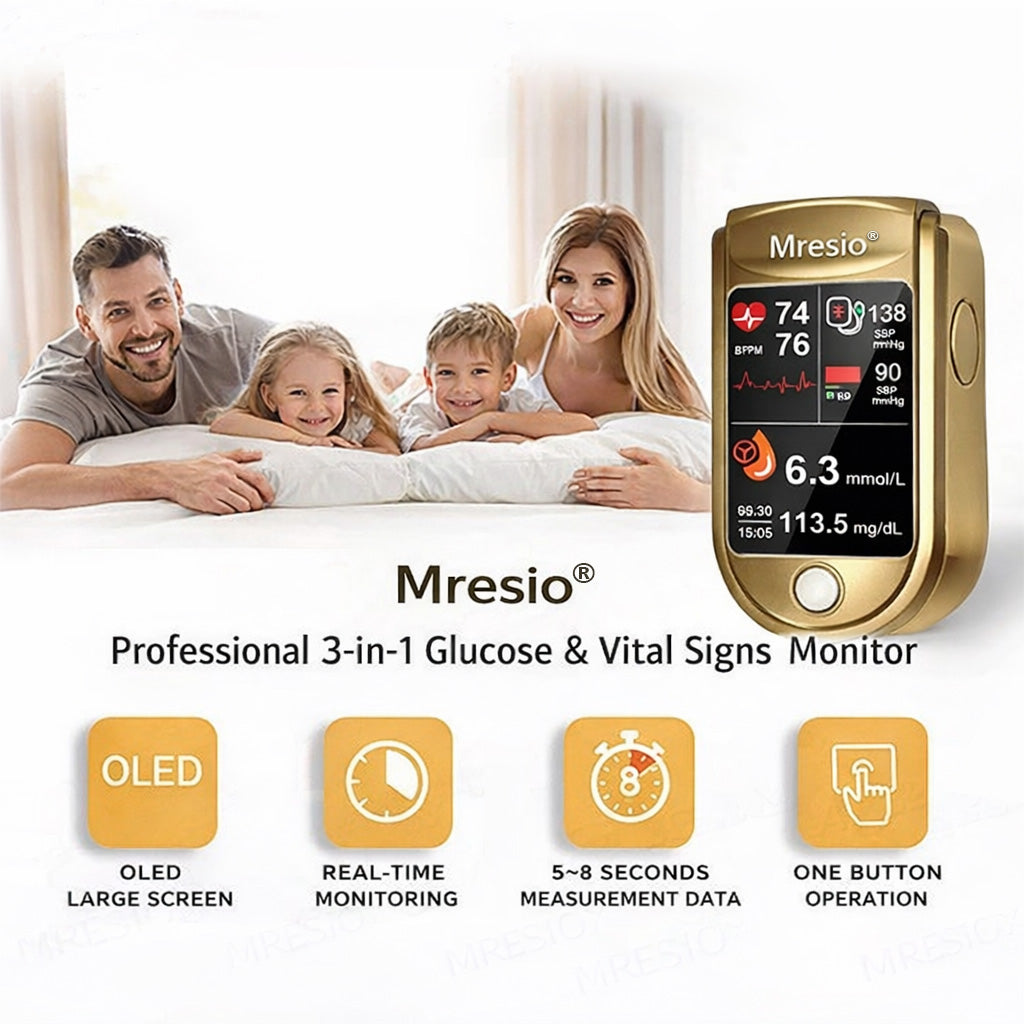 🩸Health America Subsidized Product |Mresio® Professional 12in1 Glucose & Vital Signs Monitor-Painless, Fast, Precise& FDA-Backed(Made in California, USA)