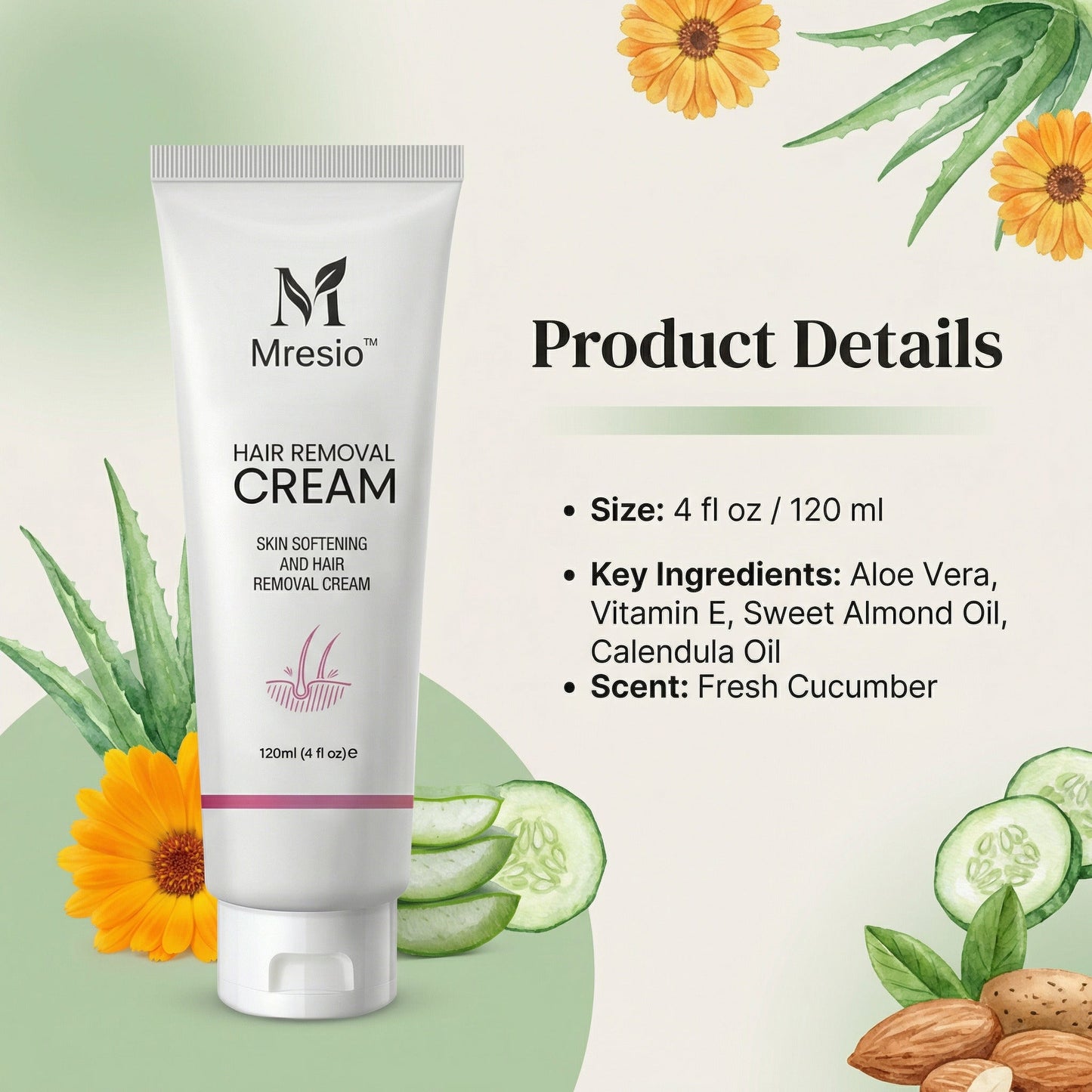 Mresio™  Pain-Free Hair Removal Cream|Hair-Free Skin in Just 10 Minutes — No Razor Needed